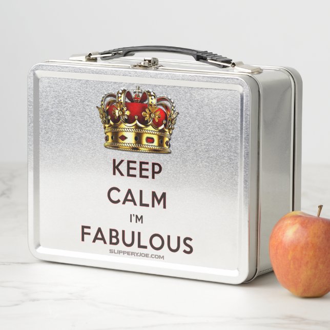 SlipperyJoe's keep calm fabulous spectacular crown Metal Lunch Box (In Situ)