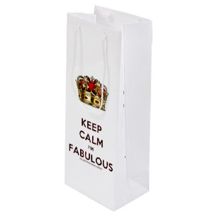 SlipperyJoe's keep calm fabulous spectacular crown Wine Gift Bag