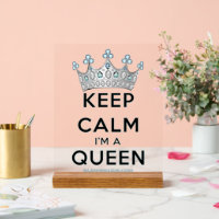 SlipperyJoe's keep calm queen polished silver crow