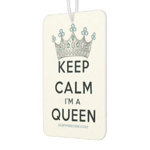 SlipperyJoe's keep calm queen polished silver crow Car Air Freshener