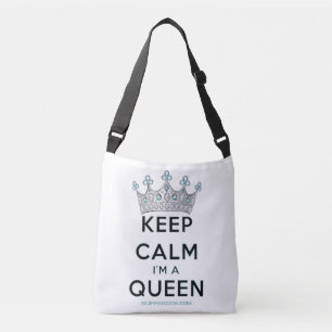SlipperyJoe's keep calm queen polished silver crow Crossbody Bag