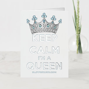 SlipperyJoe's keep calm queen polished silver crow Foil Greeting Card