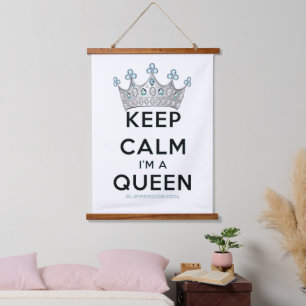 SlipperyJoe's keep calm queen polished silver crow Hanging Tapestry
