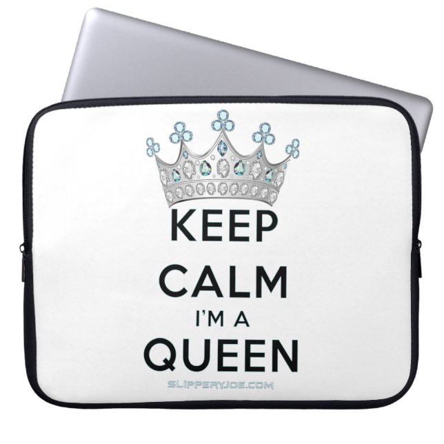SlipperyJoe's keep calm queen polished silver crow Laptop Sleeve (Front)