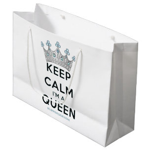 SlipperyJoe's keep calm queen polished silver crow Large Gift Bag