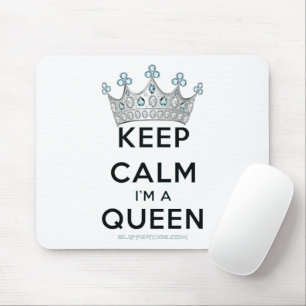 SlipperyJoe's keep calm queen polished silver crow Mouse Mat