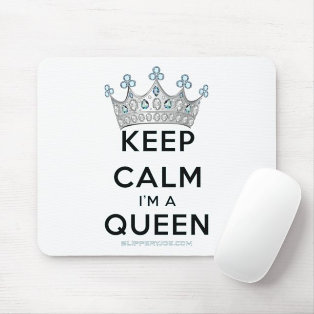 SlipperyJoe's keep calm queen polished silver crow Mouse Mat (With Mouse)