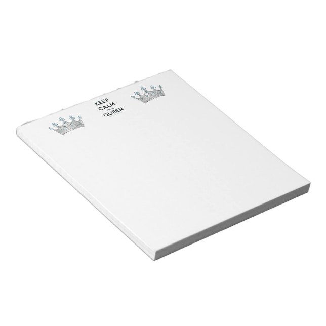SlipperyJoe's keep calm queen polished silver crow Notepad (Angled)
