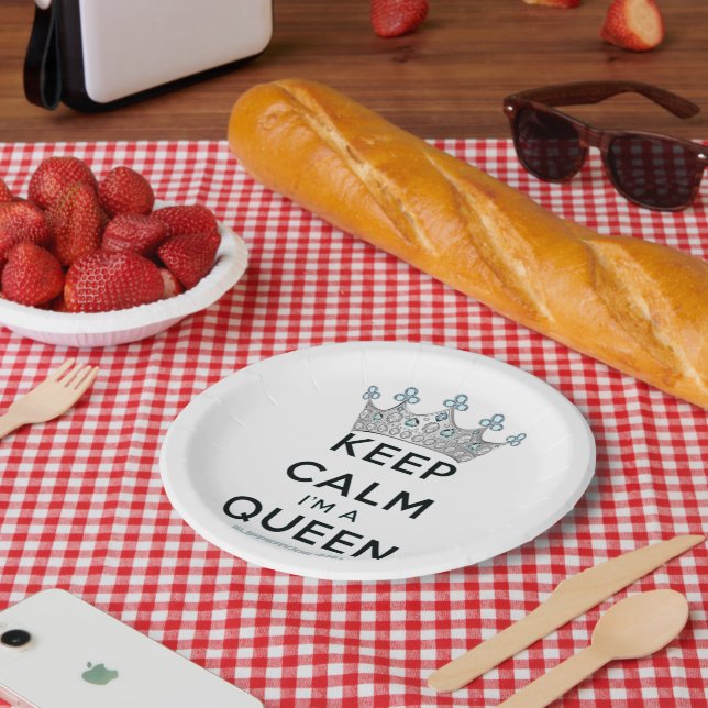 SlipperyJoe's keep calm queen polished silver crow Paper Plate (Picnic)