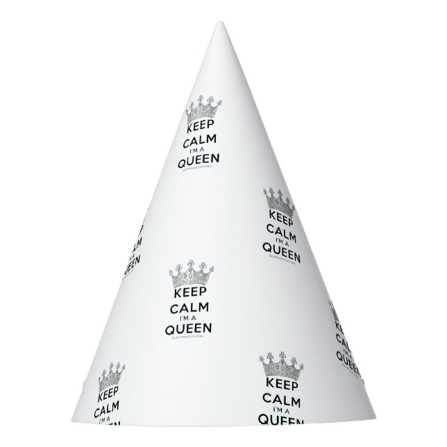 SlipperyJoe's keep calm queen polished silver crow Party Hat (Front)
