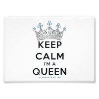 SlipperyJoe's keep calm queen polished silver crow