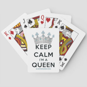 SlipperyJoe's keep calm queen polished silver crow Playing Cards