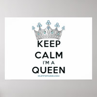SlipperyJoe's keep calm queen polished silver crow