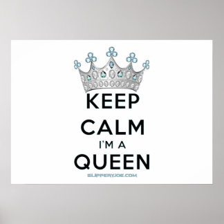 SlipperyJoe's keep calm queen polished silver crow Poster