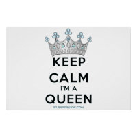 SlipperyJoe's keep calm queen polished silver crow