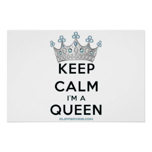 SlipperyJoe's keep calm queen polished silver crow Poster