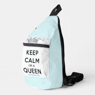 SlipperyJoe's keep calm queen polished silver crow Sling Bag