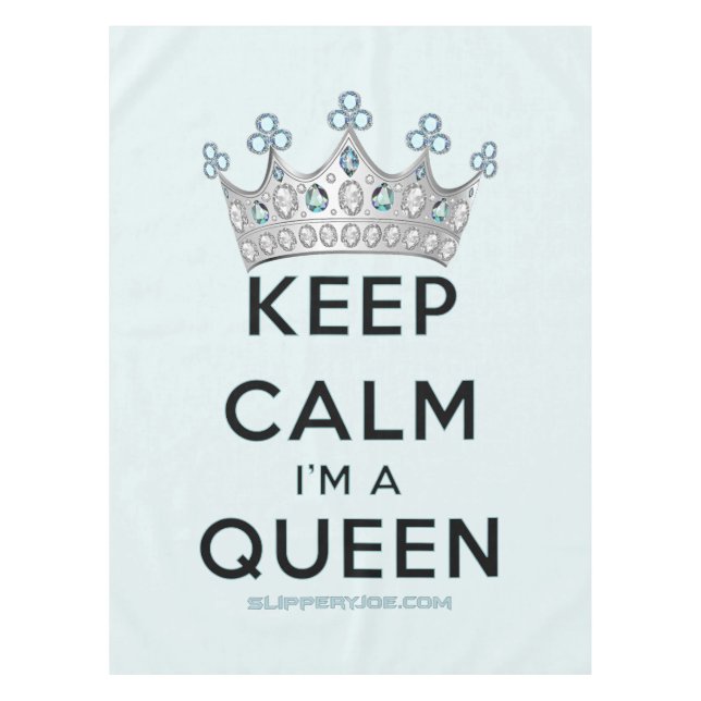 SlipperyJoe's keep calm queen polished silver crow Tablecloth (Front)