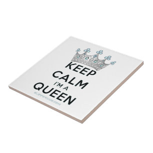 SlipperyJoe's keep calm queen polished silver crow Tile