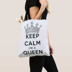 SlipperyJoe's keep calm queen polished silver crow Tote Bag
