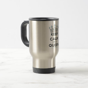 SlipperyJoe's keep calm queen polished silver crow Travel Mug