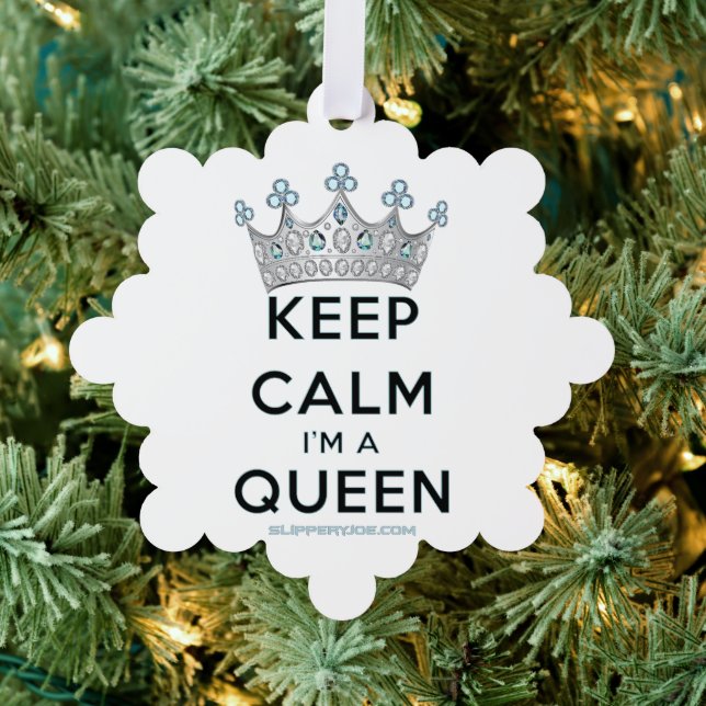 SlipperyJoe's keep calm queen polished silver crow Tree Decoration Card (Insitu (Tree))