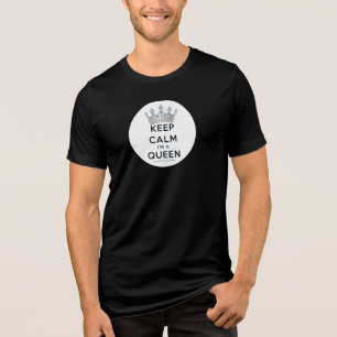 SlipperyJoe's keep calm queen polished silver crow Tri-Blend Shirt