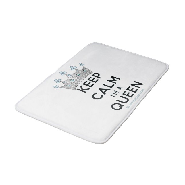 SlipperyJoe's Keep Calm Queen royal crown jewels a Bath Mat (Angled)