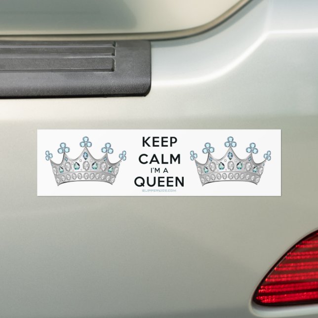 SlipperyJoe's Keep Calm Queen royal crown jewels a Bumper Sticker (On Car)