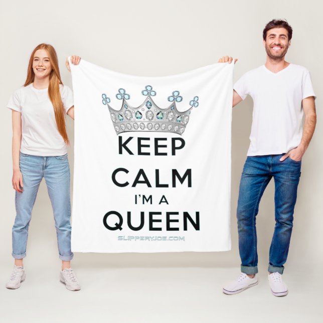 SlipperyJoe's Keep Calm Queen royal crown jewels a Fleece Blanket (In Situ)