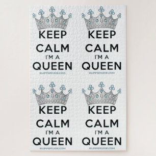 SlipperyJoe's Keep Calm Queen royal crown jewels a Jigsaw Puzzle