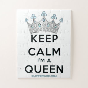 SlipperyJoe's Keep Calm Queen royal crown jewels a Jigsaw Puzzle