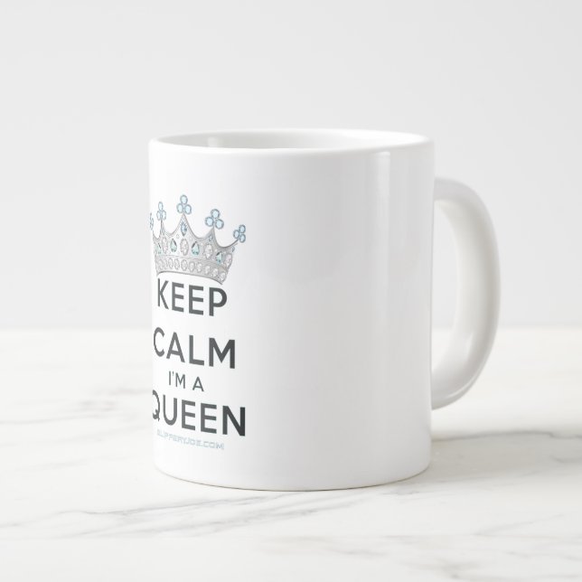 SlipperyJoe's Keep Calm Queen royal crown jewels a Large Coffee Mug (Front Right)