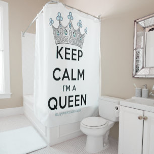 SlipperyJoe's Keep Calm Queen royal crown jewels a Shower Curtain