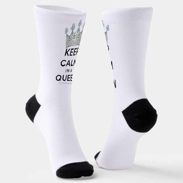 SlipperyJoe's Keep Calm Queen royal crown jewels a Socks (Angled)