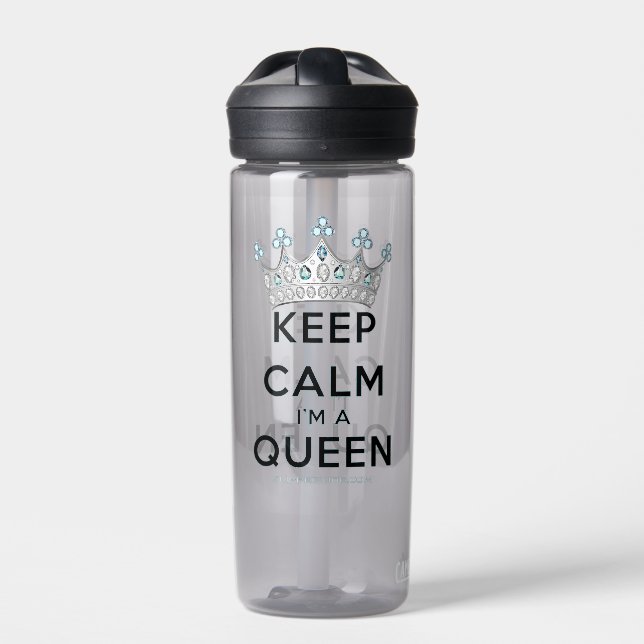 SlipperyJoe's Keep Calm Queen royal crown jewels a Water Bottle (Front)