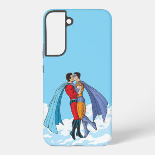 SlipperyJoe's kissing superheroes flying gay coupl Samsung Galaxy Case