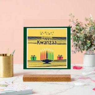 SlipperyJoe's Kwanzaa warm celebratory tone tradit Acrylic Sign