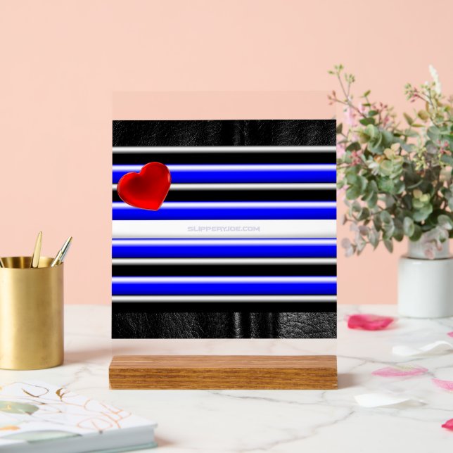 SlipperyJoe's leather pride flag black royal blue  Acrylic Sign (Wedding)