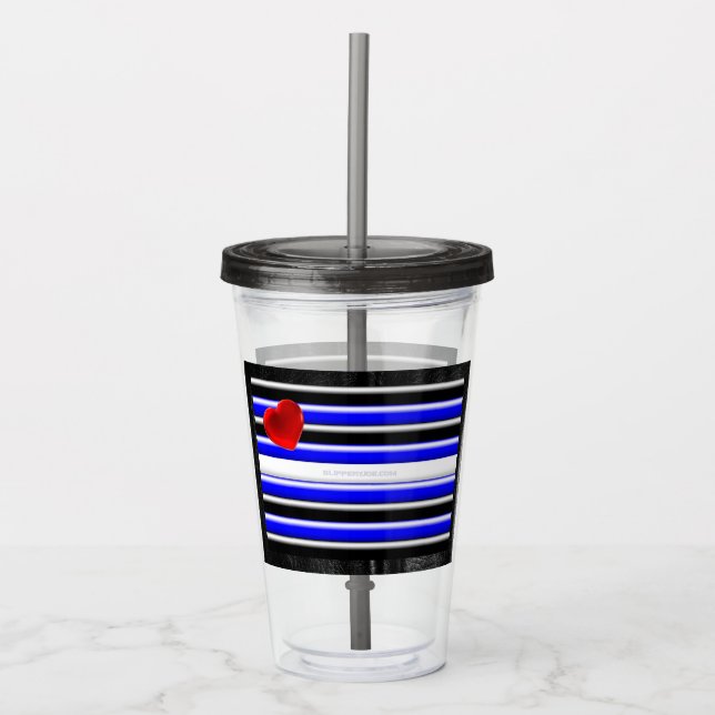 SlipperyJoe's leather pride flag black royal blue  Acrylic Tumbler (Front)