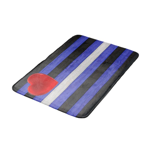 SlipperyJoe's leather pride flag black royal blue  Bath Mat (Angled)