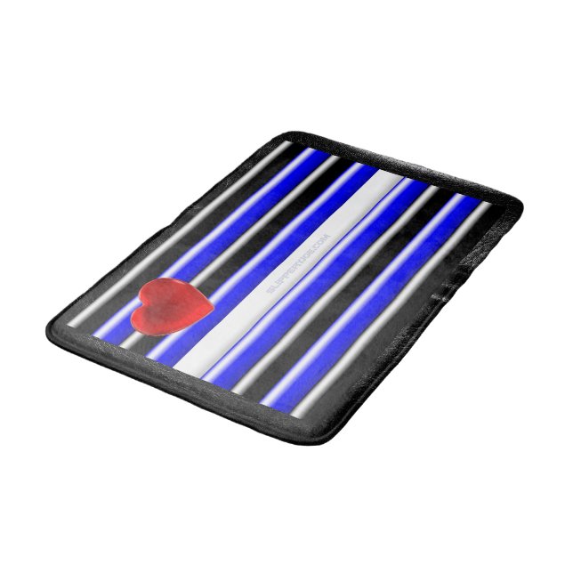 SlipperyJoe's leather pride flag black royal blue  Bath Mat (Angled)