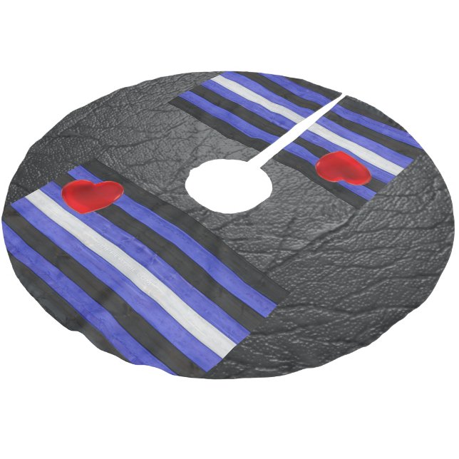 SlipperyJoe's leather pride flag black royal blue  Brushed Polyester Tree Skirt (Angled)