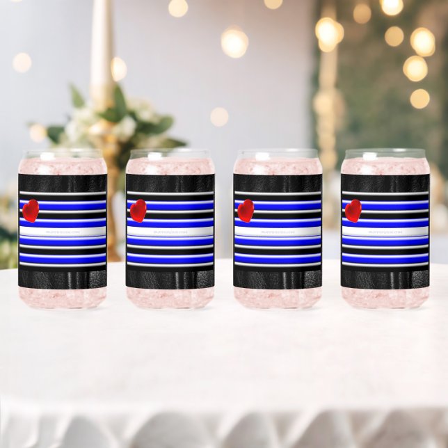 SlipperyJoe's leather pride flag black royal blue  Can Glass (Insitu (Wedding))