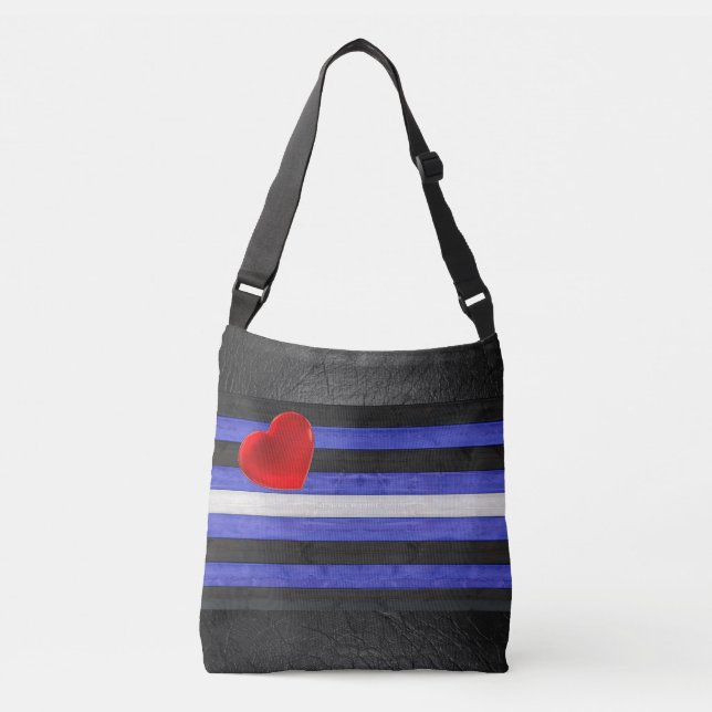 SlipperyJoe's leather pride flag black royal blue  Crossbody Bag (Front)
