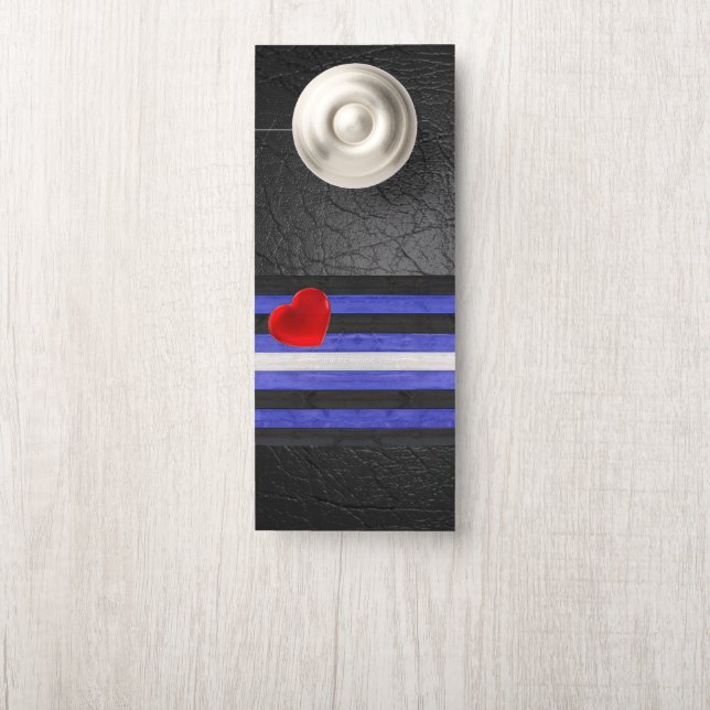 SlipperyJoe's leather pride flag black royal blue  Door Hanger (On Knob)