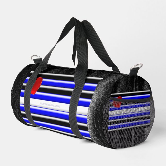 SlipperyJoe's leather pride flag black royal blue  Duffle Bag (Right Corner)