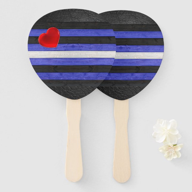 SlipperyJoe's leather pride flag black royal blue  Hand Fan (Front and Back)
