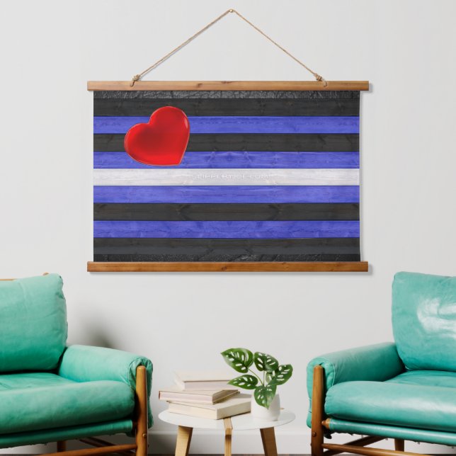 SlipperyJoe's leather pride flag black royal blue  Hanging Tapestry (Living Room)