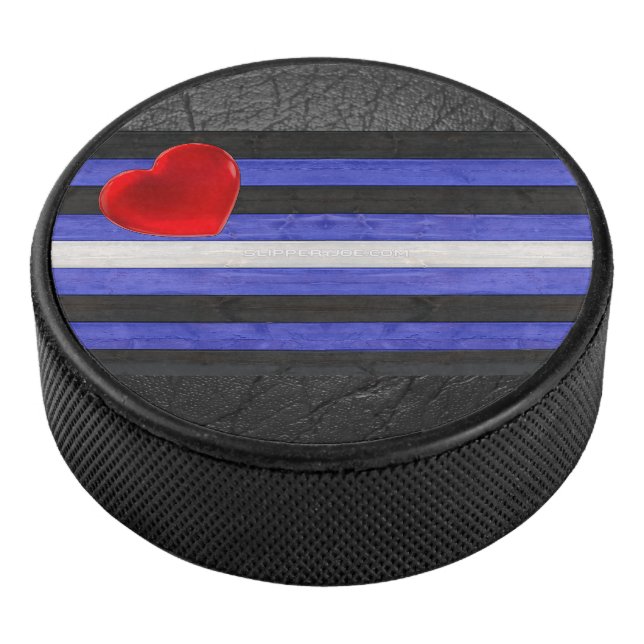 SlipperyJoe's leather pride flag black royal blue  Hockey Puck (3/4)